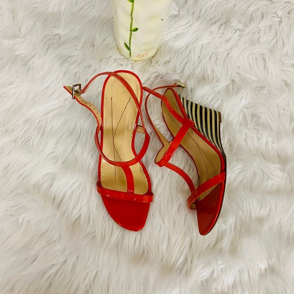 Kate Spade Lorna Orange Patent Wedge Sandals 8.5 - Picture 2 of 9